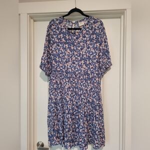 Knox Rose Blue Purple Dolman Sleeve Midi Sundress | XL